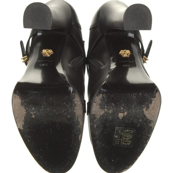 Versace Black Leather Gold Buckle Platform Boots - Gorgeous and Hot! - Picture 7 of 7